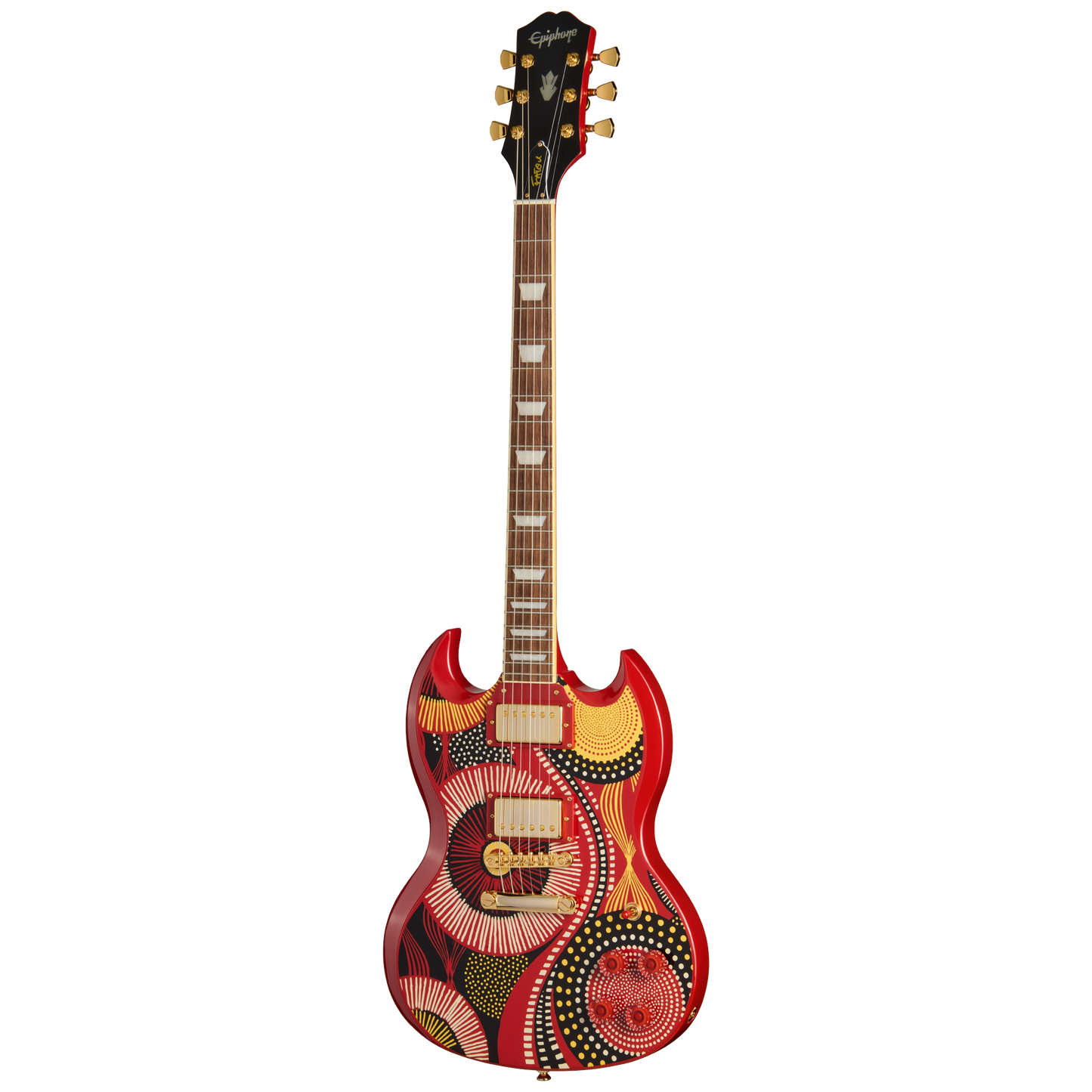 Epiphone Fatoumata Diawara SG, Ember Red with Malian Graphic Electric Guitar Epiphone