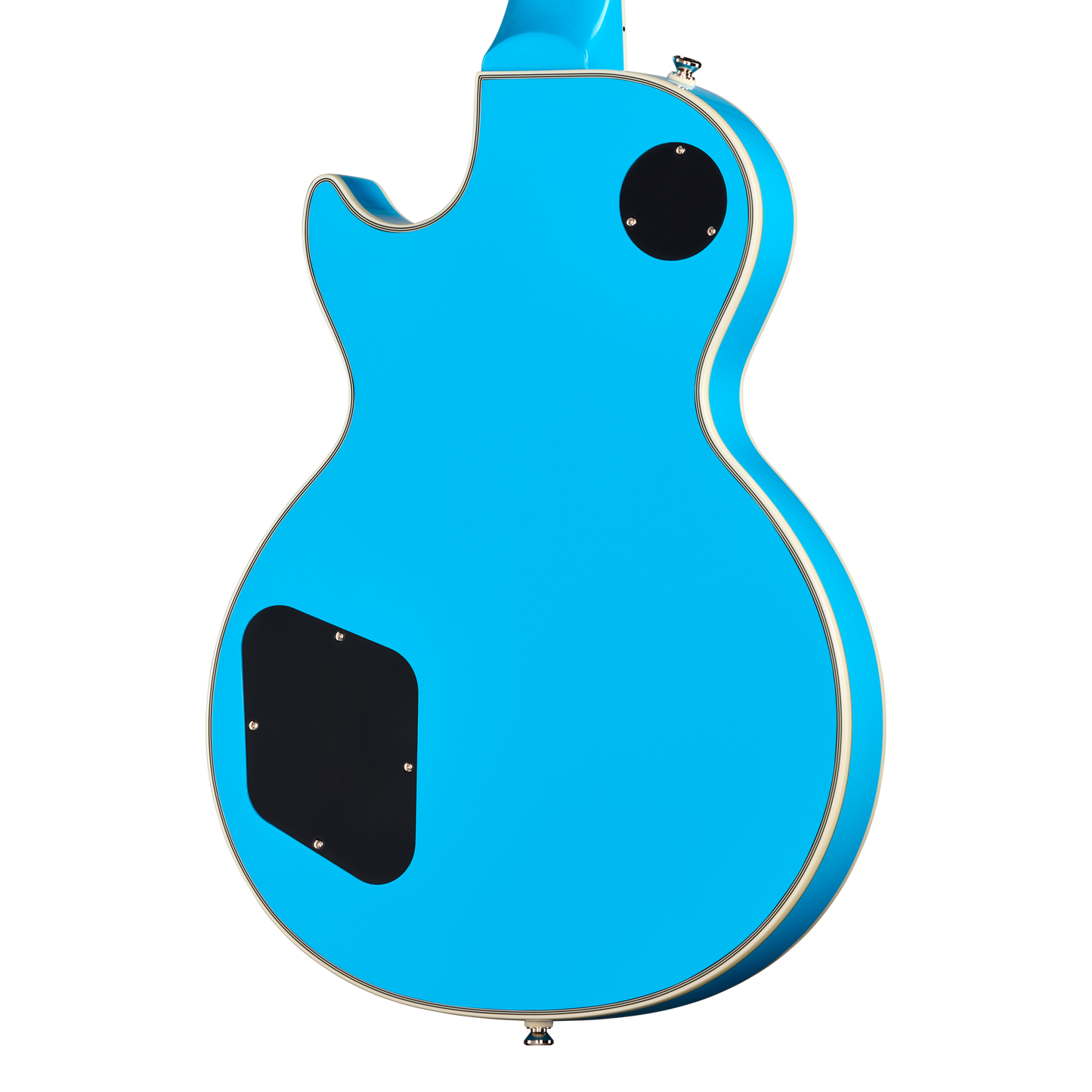 Blue electric guitar body on a white background