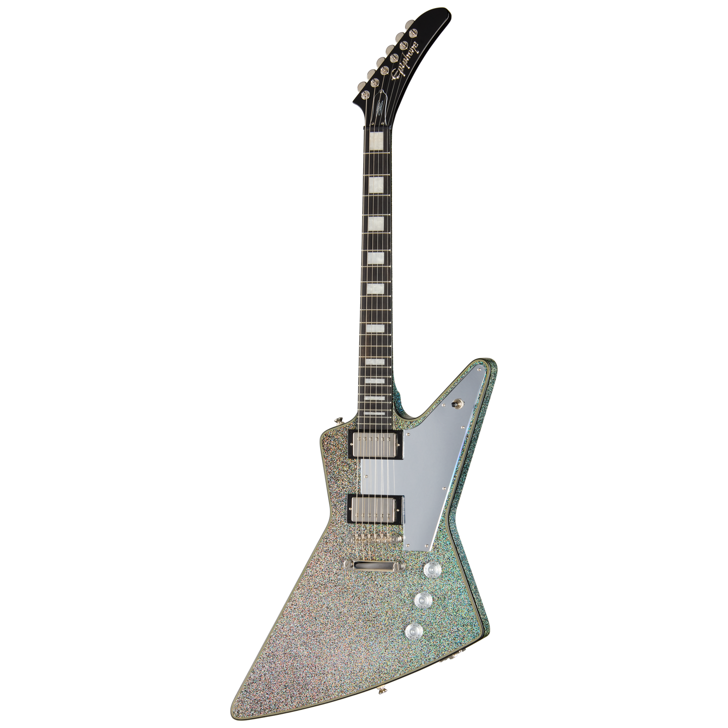 Epiphone Lzzy Hale Explorer Custom, Black Diamond Holographic Sparkle Electric Guitar Epiphone