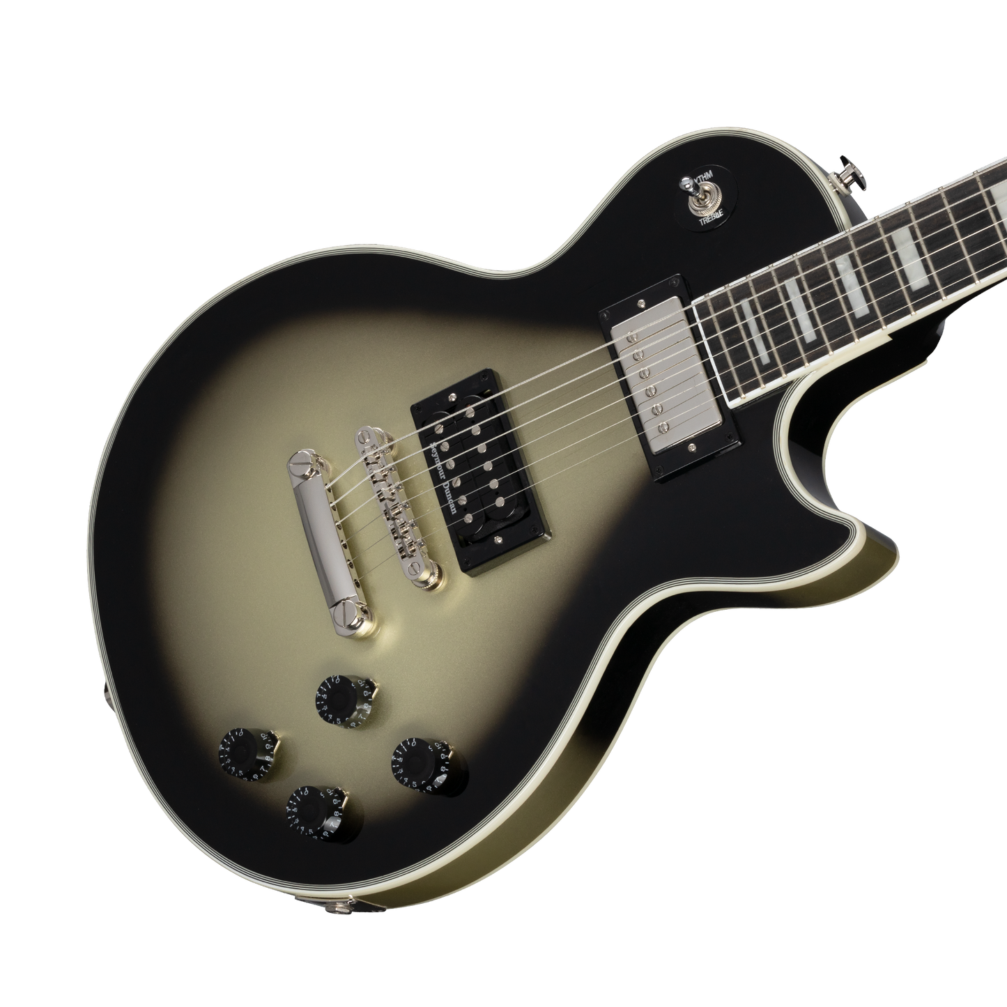 Epiphone Adam Jones Les Paul Custom Art Collection: Julie Heffernan's “Study For Self-Portrait with Rose Skirt and a Mouse", Antique Silverburst Electric Guitar Epiphone