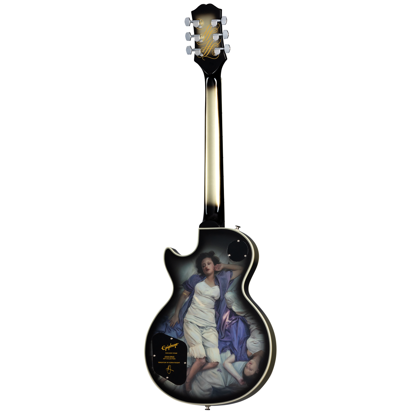 Epiphone Adam Jones Les Paul Custom Art Collection: Korin Faught’s “Sensation”, Antique Silverburst Electric Guitar Epiphone