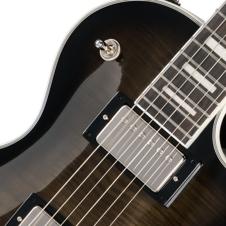 Epiphone Les Paul Custom Modern Figured, Translucent Ebony Burst, Exclusive Electric Guitar Epiphone