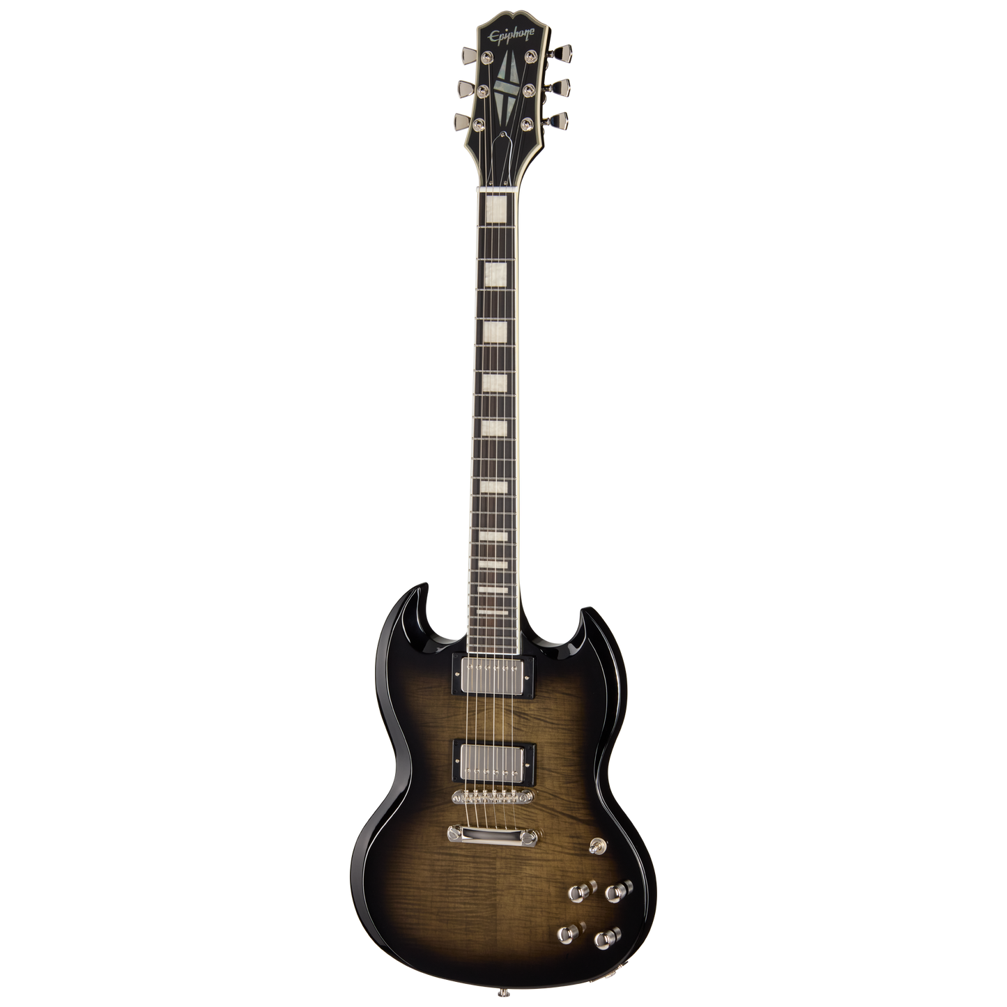 Epiphone SG Custom Modern Figured, Translucent Ebony Burst, Exclusive Electric Guitar Epiphone