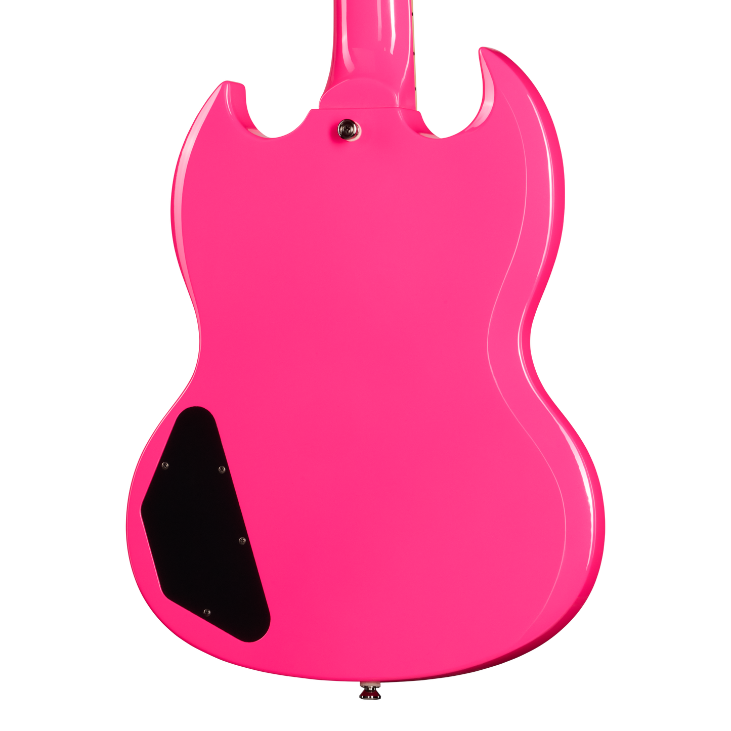 Pink electric guitar body on a white background