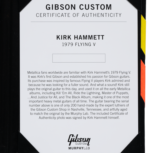 Gibson Custom Kirk Hammett 1979 Flying V, Ebony Electric Guitar Gibson Custom