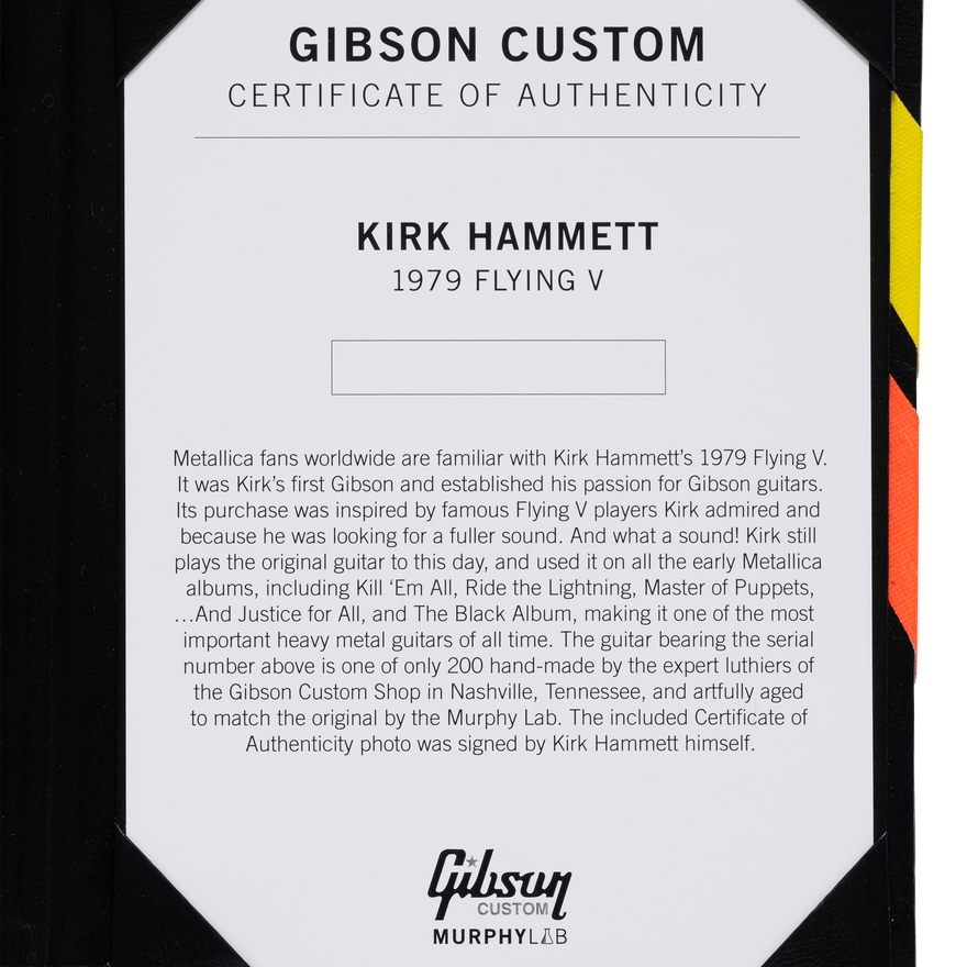 Gibson Custom Kirk Hammett 1979 Flying V, Ebony Electric Guitar Gibson Custom