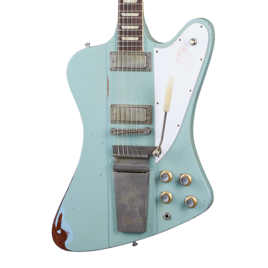 Gibson Custom 1963 Firebird V with Maestro Vibrola, Heavy Aged, Antique Frost Blue Electric Guitar Gibson Custom