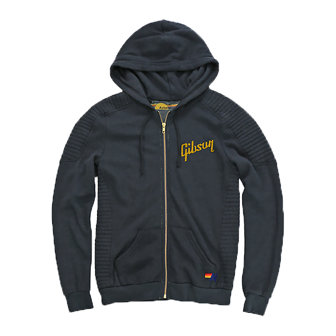 Aviator Nation x Gibson Moto Zip Hoodie, Extra Small Outerwear Gibson