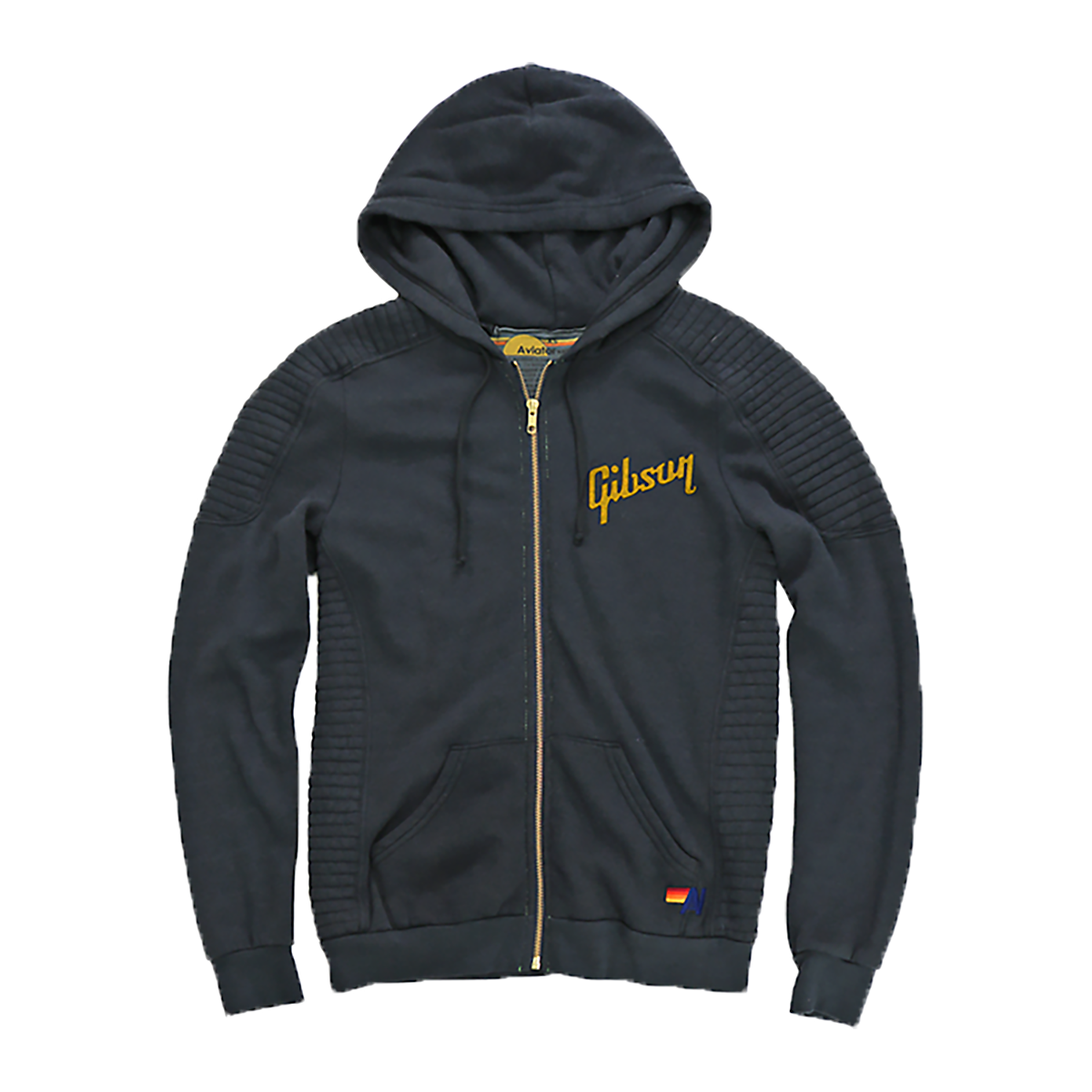 Aviator Nation x Gibson Moto Zip Hoodie, Extra Small Outerwear Gibson