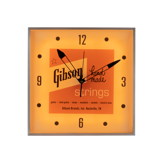 Gibson Vintage Lighted Wall Clock, Handmade Strings Clock Gibson