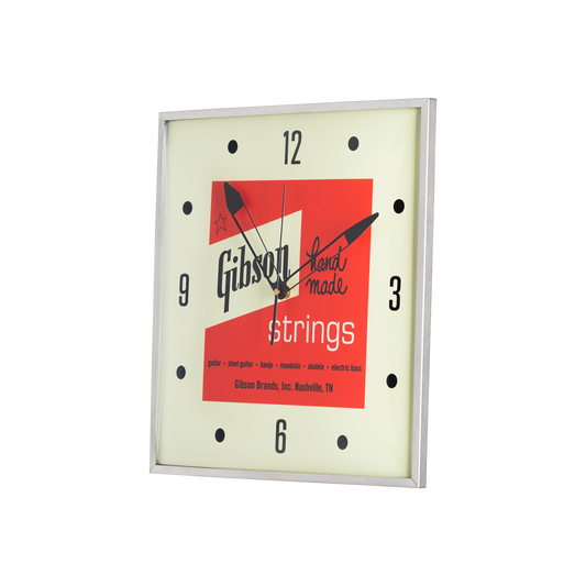 Gibson Vintage Lighted Wall Clock, Handmade Strings Clock Gibson