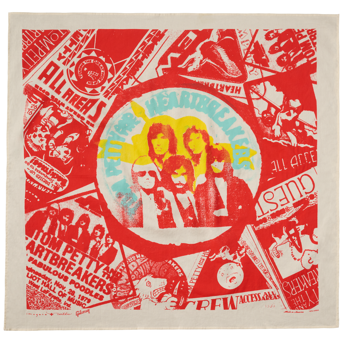 imogene + willie x Gibson "The Band" Bandana, Red/White, Exclusive Bandana Gibson