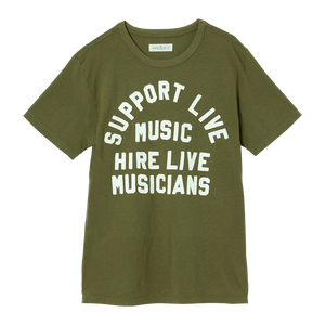 imogene + willie x Gibson "Support Live Music" Tee Shirts & Tops Gibson Olive XS