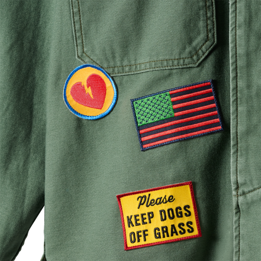 imogene + willie x Gibson "Tom Petty Patch" Military Shirt Jacket, Green, Exclusive Outerwear Gibson