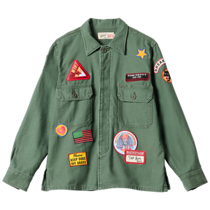 imogene + willie x Gibson "Tom Petty Patch" Military Shirt Jacket, Green, Exclusive Outerwear Gibson Green XS