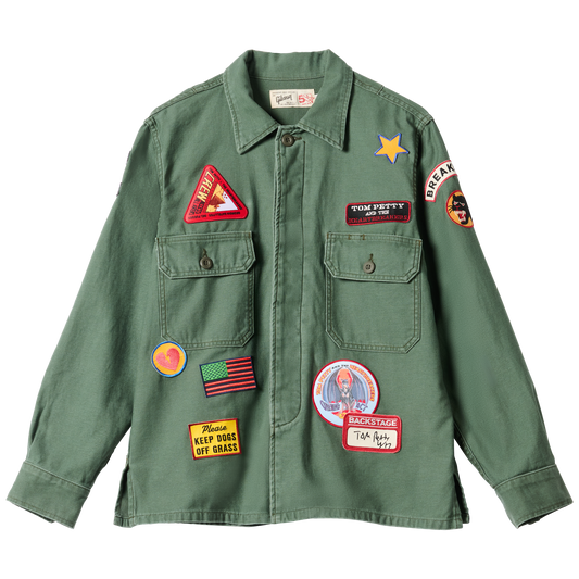 imogene + willie x Gibson "Tom Petty Patch" Military Shirt Jacket, Green, Exclusive Outerwear Gibson Green XS