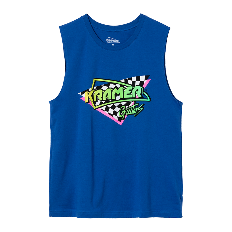 Kramer Checkered Flag Cutoff Tee Shirts & Tops Kramer Blue XS