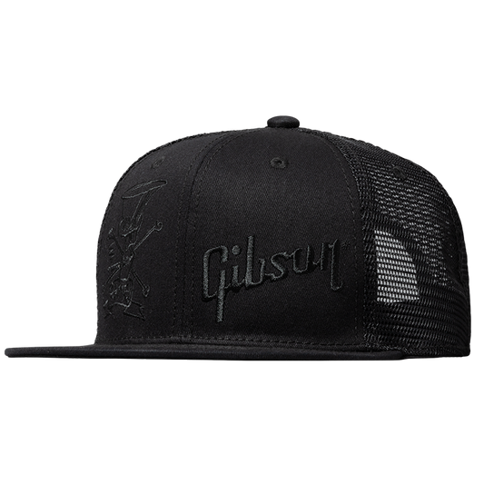 Gibson Slash 'Skully' Trucker Hat, All-Black Headwear Gibson