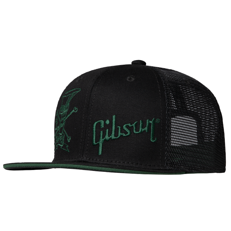 Gibson Slash 'Skully' Trucker Hat, Black & Green Headwear Gibson