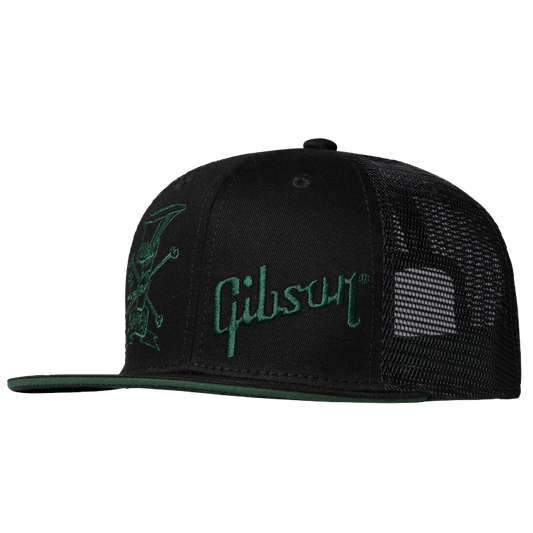 Gibson Slash 'Skully' Trucker Hat, Black & Green Headwear Gibson