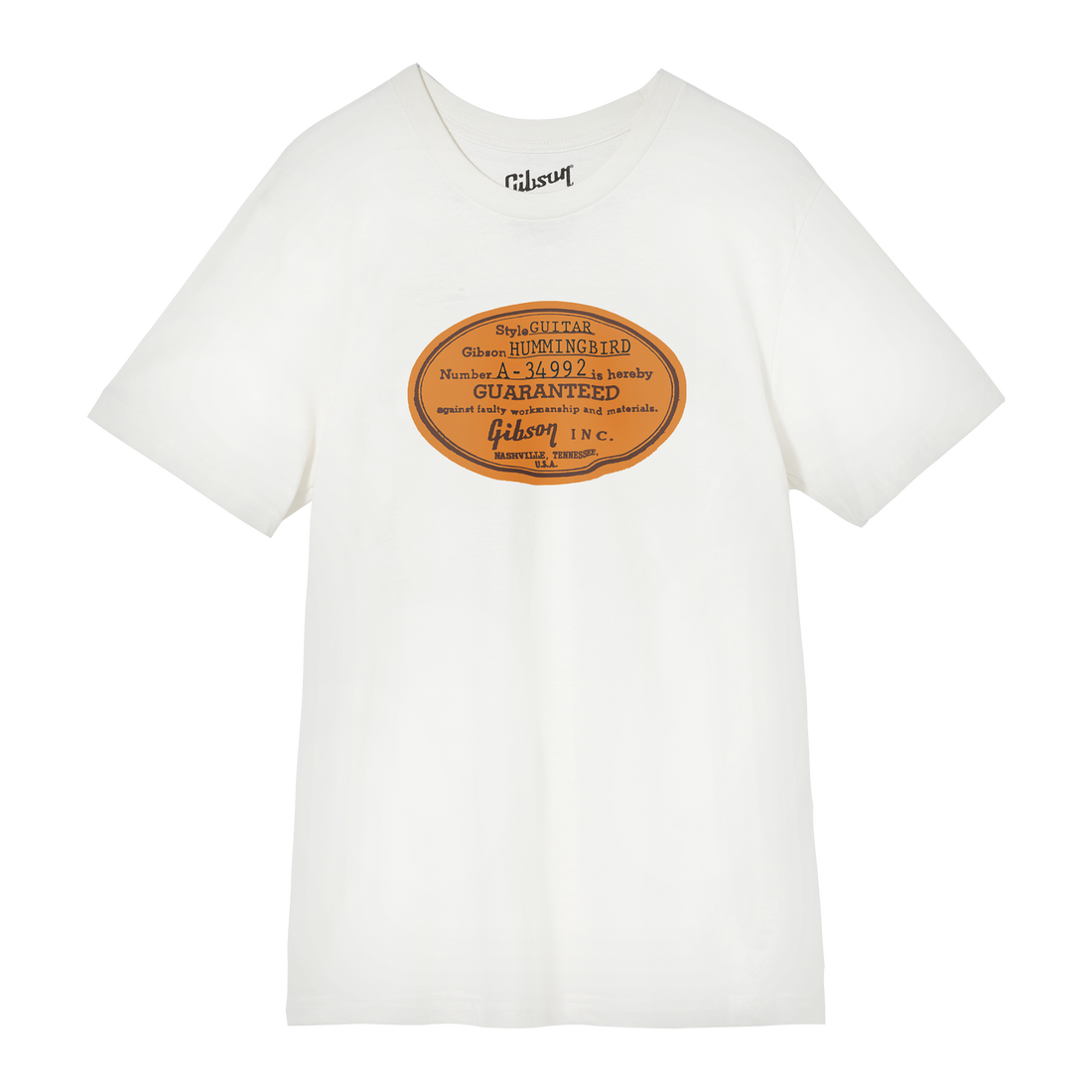 Gibson Acoustic Label Tee Shirts & Tops Gibson White Small