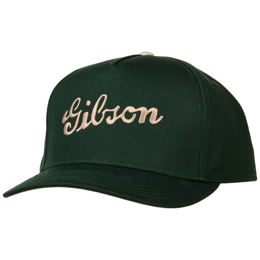 Gibson Script Structured Snapback, Green, Exclusive Headwear Gibson