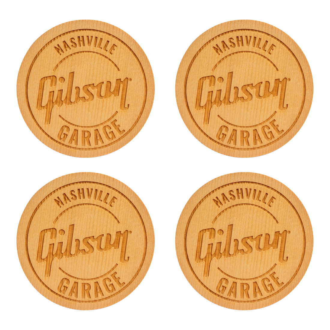 Gibson Sitka Spruce Soundhole Coaster Set, Gibson Garage Nashville, Exclusive Coaster Set Gibson