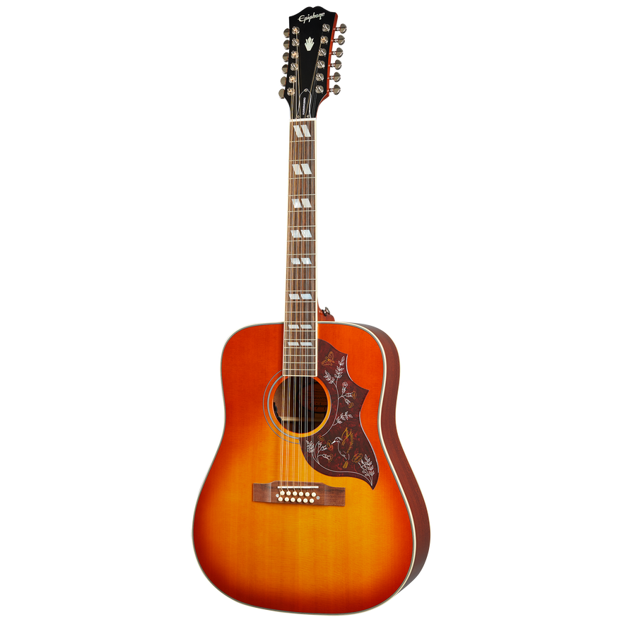Epiphone Hummingbird 12-String, Aged Cherry Sunburst Gloss Acoustic Guitar Epiphone