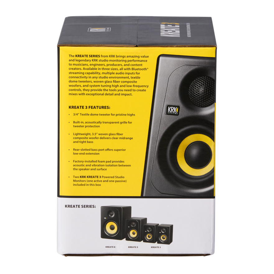 KREATE 3 POWERED STUDIO MONITOR, PAIR, EU Studio Monitors KRK