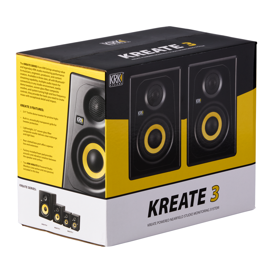 KREATE 3 POWERED STUDIO MONITOR, PAIR, UK Studio Monitors KRK