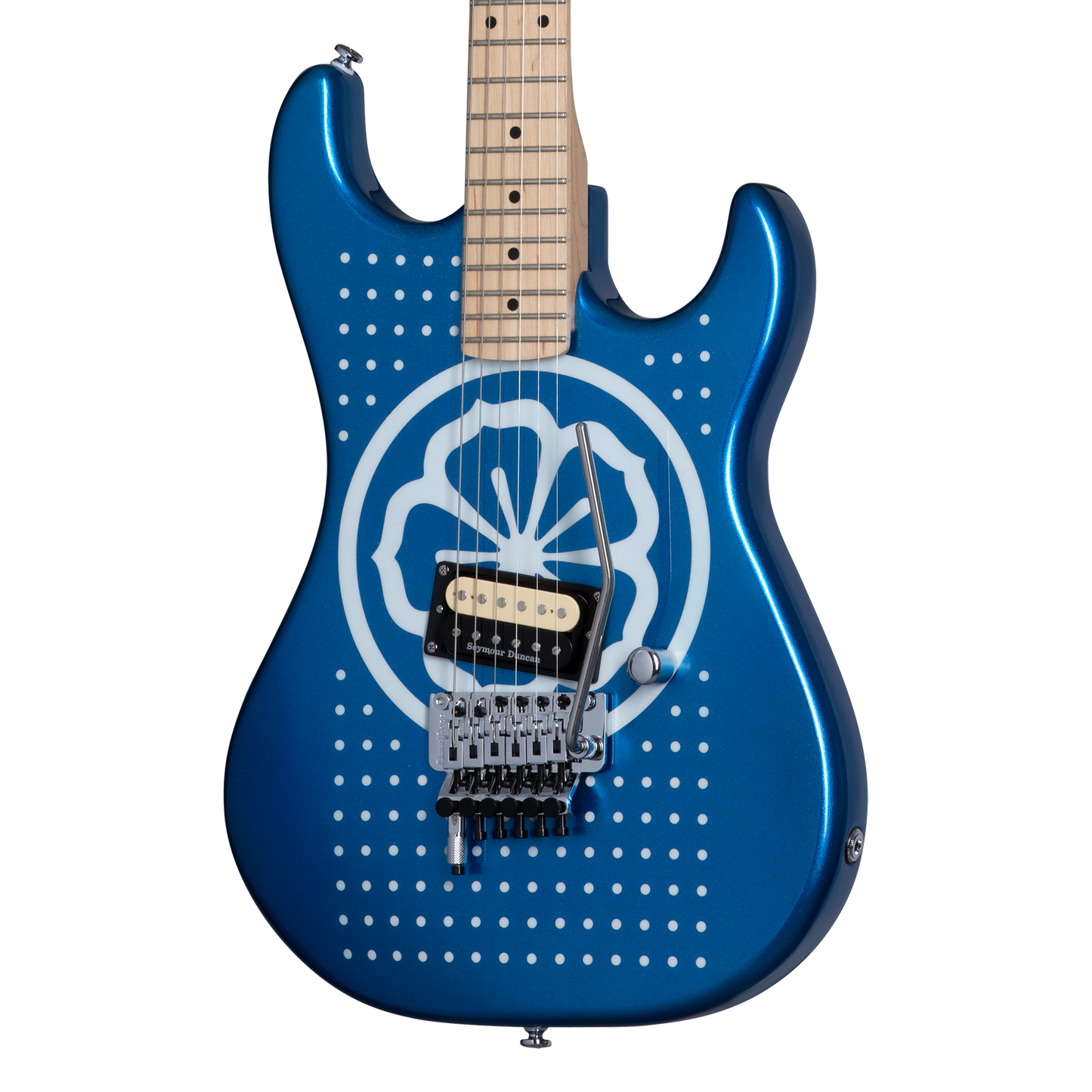 Kramer Baretta, Custom Graphics, “White Lotus” (EVH® D-Tuna; Incl. Premium Soft Case), White Lotus Candy Blue Electric Guitar Kramer