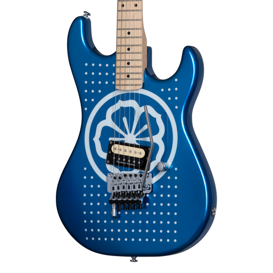 Kramer Baretta, Custom Graphics, “White Lotus” (EVH® D-Tuna; Incl. Premium Soft Case), White Lotus Candy Blue Electric Guitar Kramer