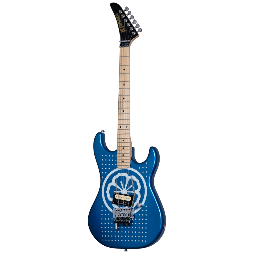 Kramer Baretta, Custom Graphics, “White Lotus” (EVH® D-Tuna; Incl. Premium Soft Case), White Lotus Candy Blue Electric Guitar Kramer