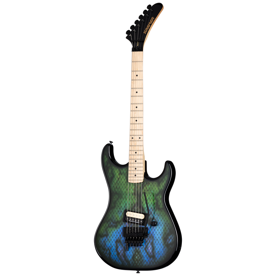 Kramer Baretta “Viper” (EVH® D-Tuna; Incl. Premium Soft Case), Snakeskin Green Blue Fade Electric Guitar Kramer