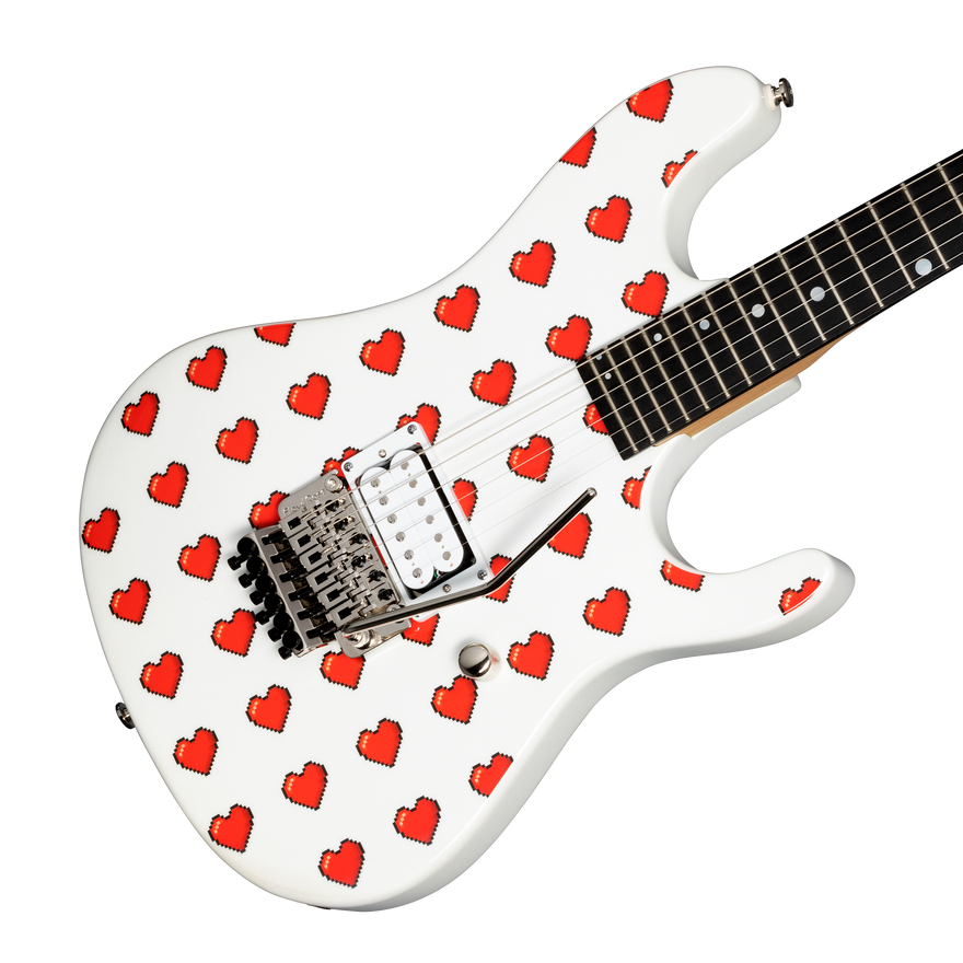 Kramer NightSwan, Custom Graphics, Pixel Hearts, Exclusive Electric Guitar Kramer