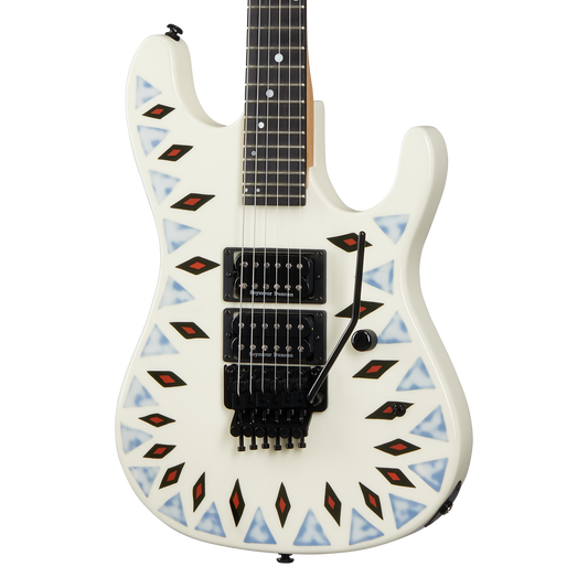Kramer NightSwan, Custom Graphics, Vintage White with Aztec Graphic Electric Guitar Kramer