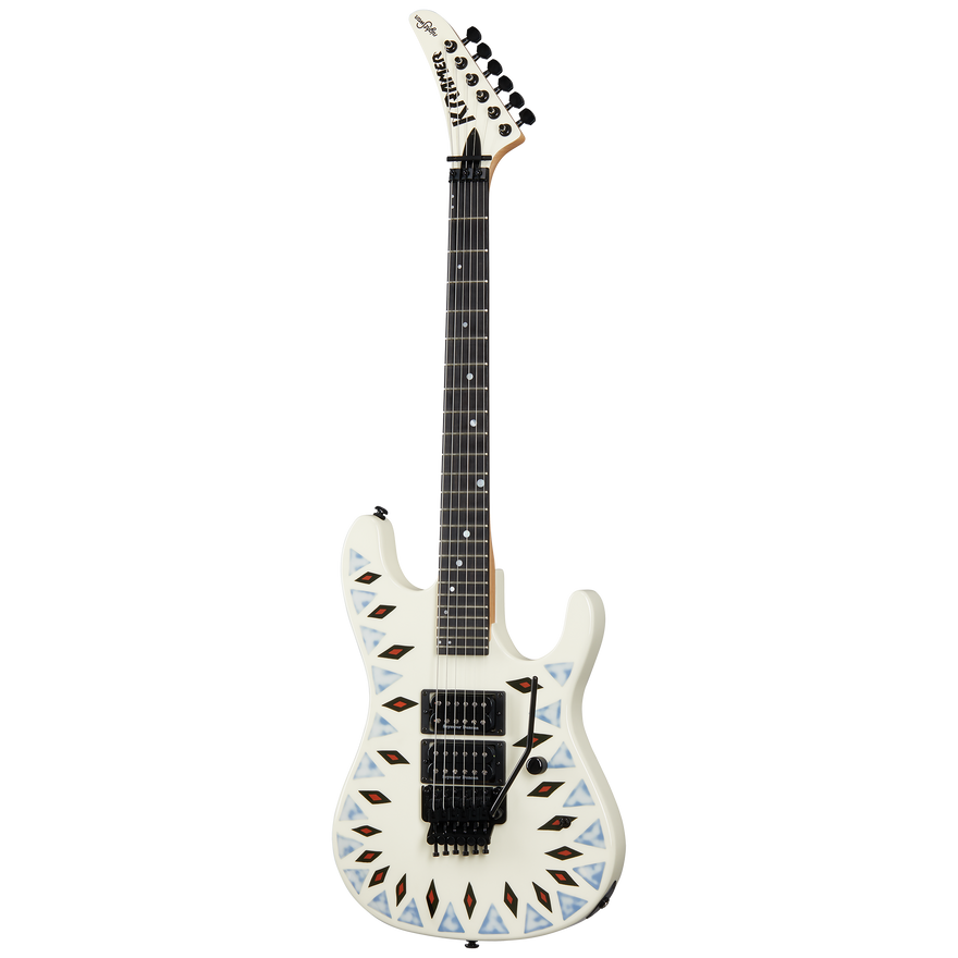 Kramer NightSwan, Custom Graphics, Vintage White with Aztec Graphic Electric Guitar Kramer