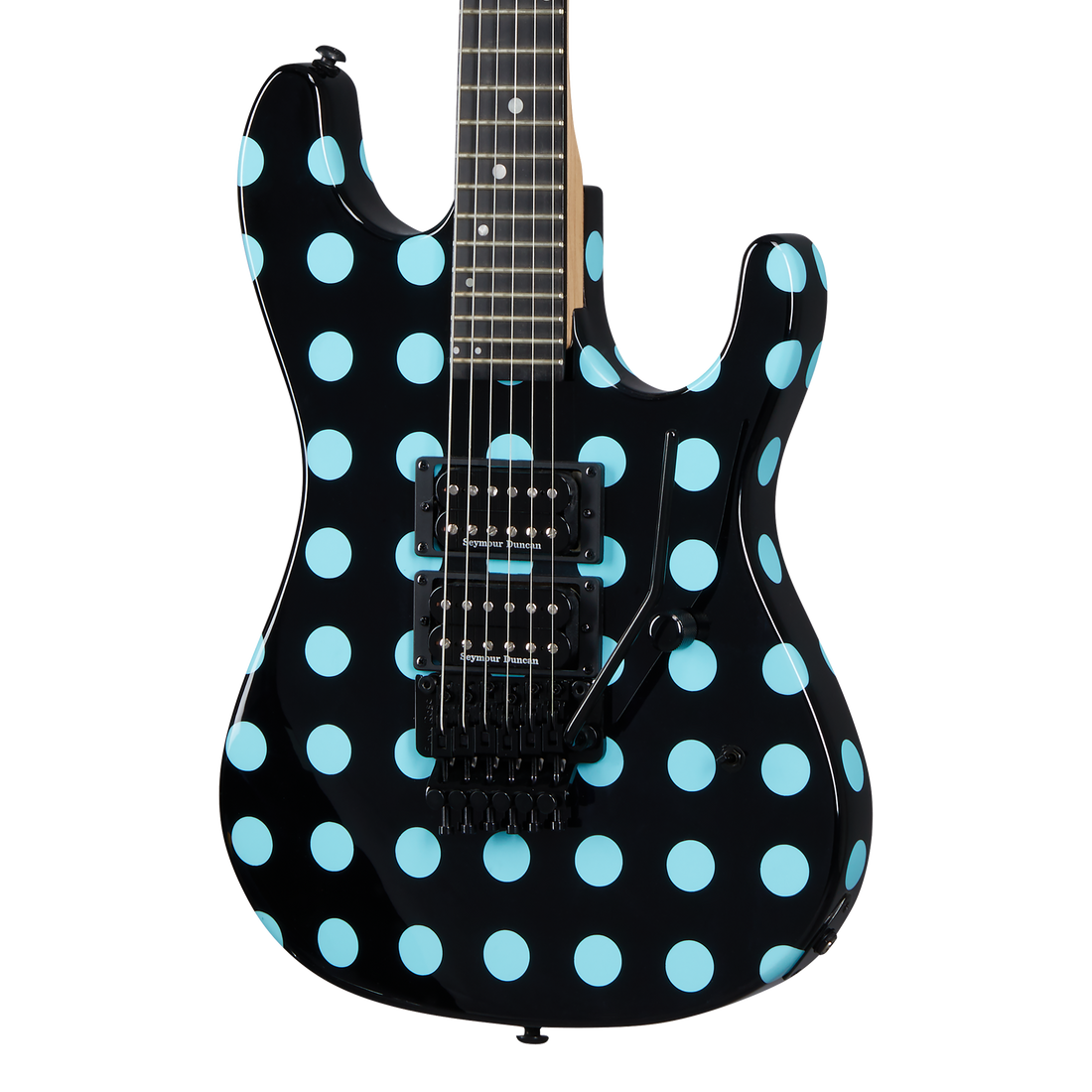 Kramer NightSwan, Black with Blue Polka Dot Electric Guitar Kramer