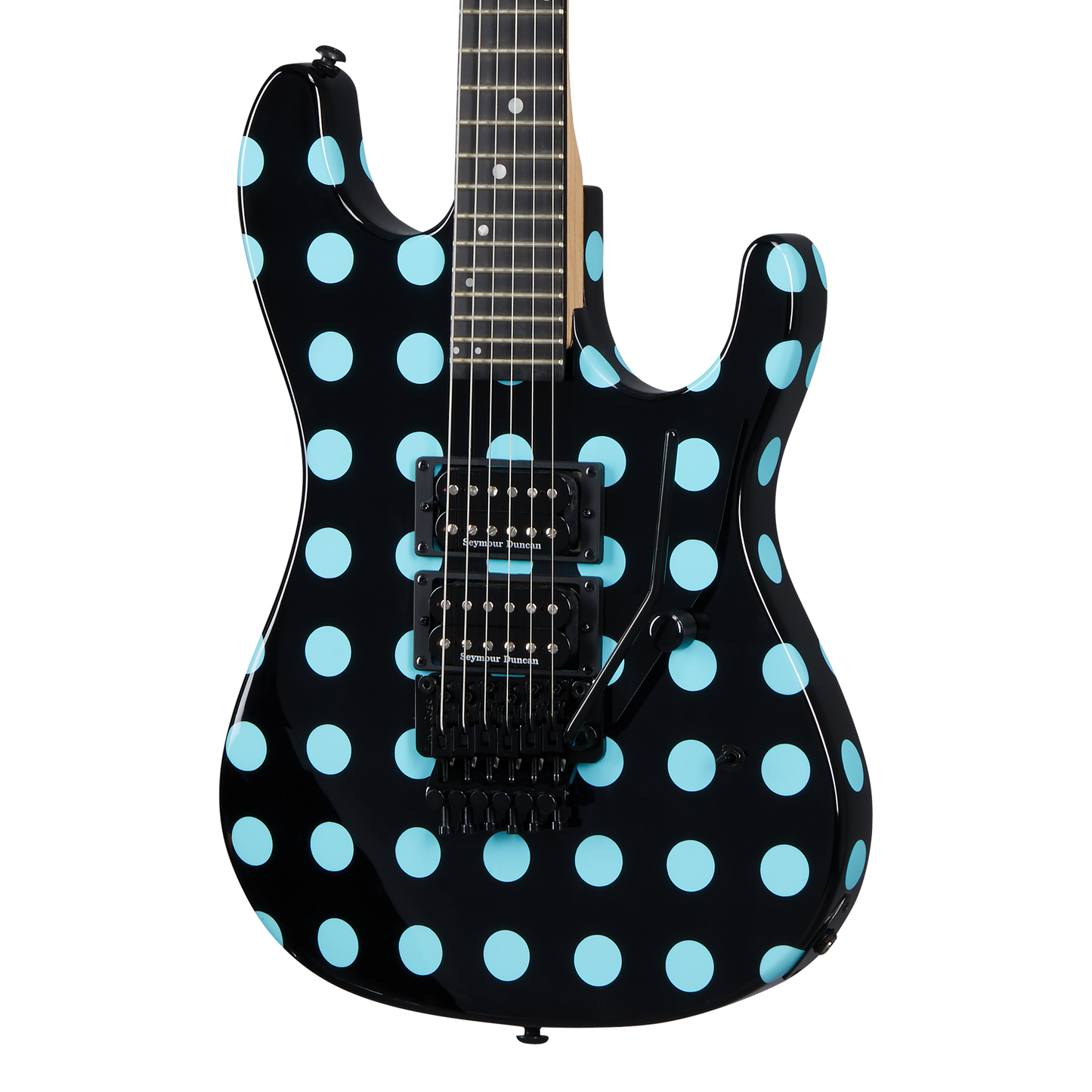Kramer NightSwan, Black with Blue Polka Dot Electric Guitar Kramer