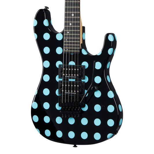 Kramer NightSwan, Black with Blue Polka Dot Electric Guitar Kramer