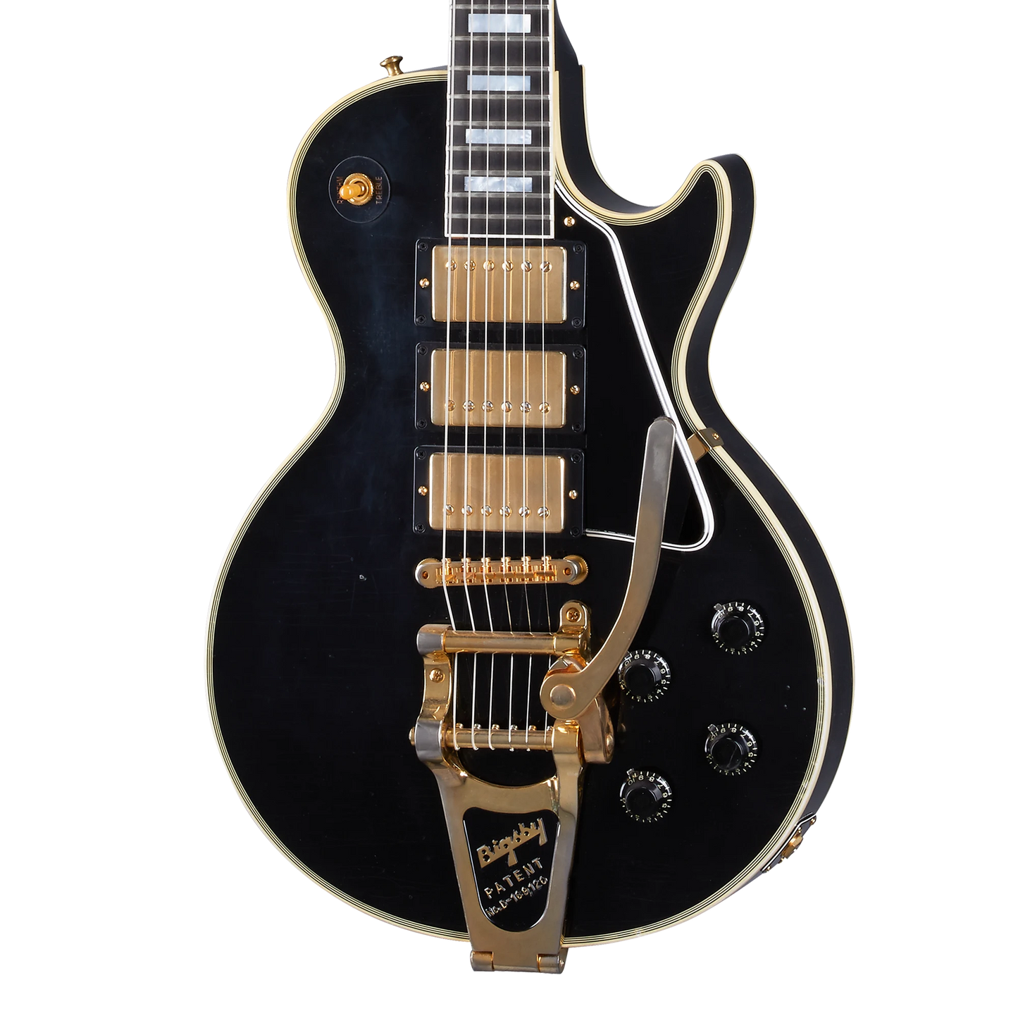 Gibson Custom 1957 Les Paul Custom Reissue 3-Pickup Bigsby, Light Aged, Ebony Electric Guitar Gibson Custom