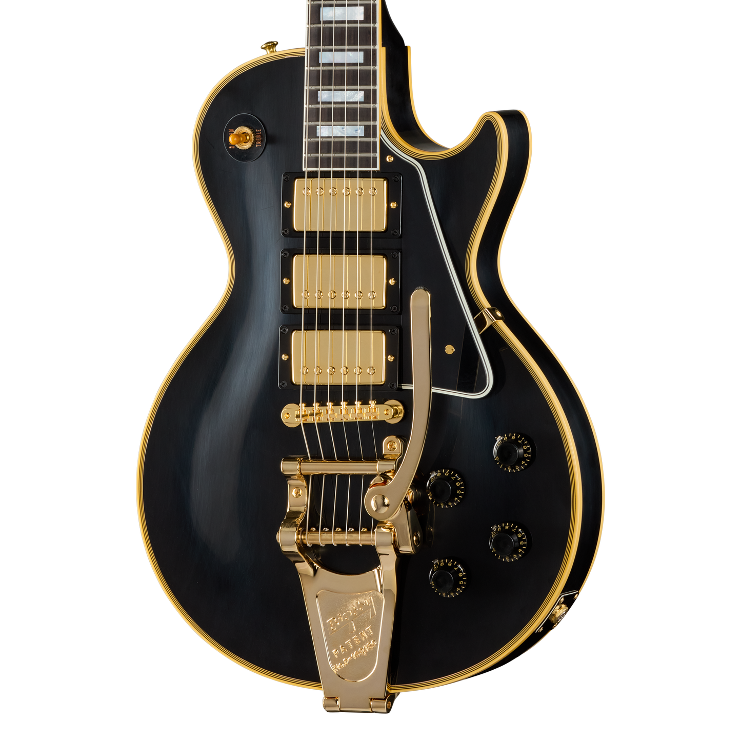 Gibson Custom 1957 Les Paul Custom Reissue 3-Pickup Bigsby VOS, Ebony Electric Guitar Gibson Custom