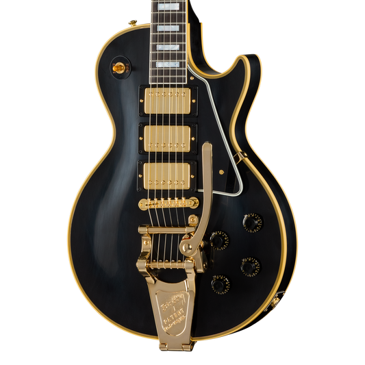 Gibson Custom 1957 Les Paul Custom Reissue 3-Pickup Bigsby VOS, Ebony Electric Guitar Gibson Custom