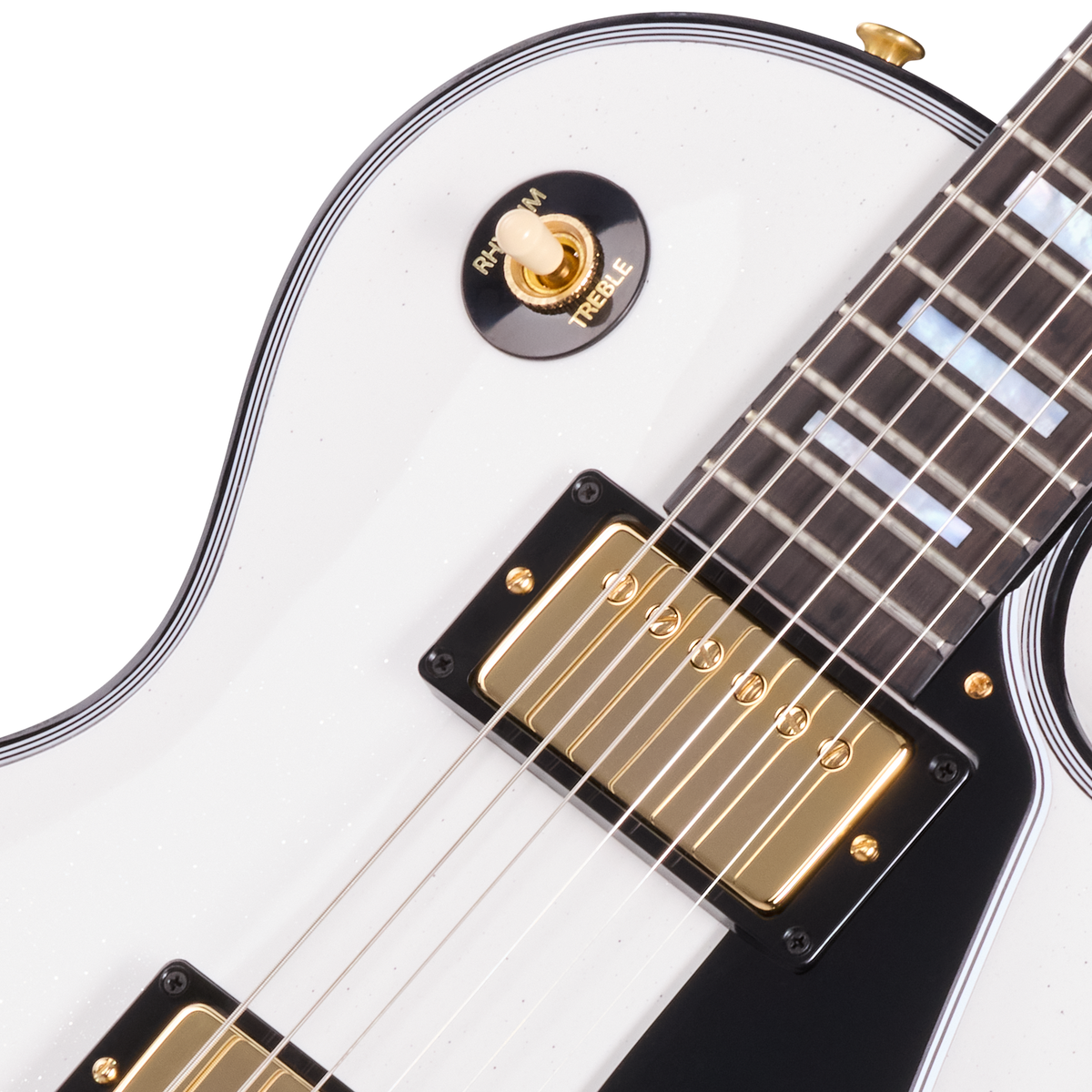 Gibson Custom 1968 Les Paul Custom Reissue, Gloss, White Sparkle Electric Guitar Gibson Custom