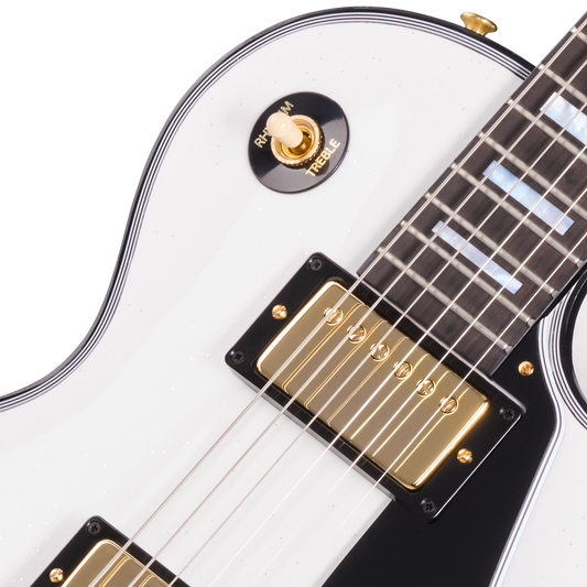 Gibson Custom 1968 Les Paul Custom Reissue, Gloss, White Sparkle Electric Guitar Gibson Custom