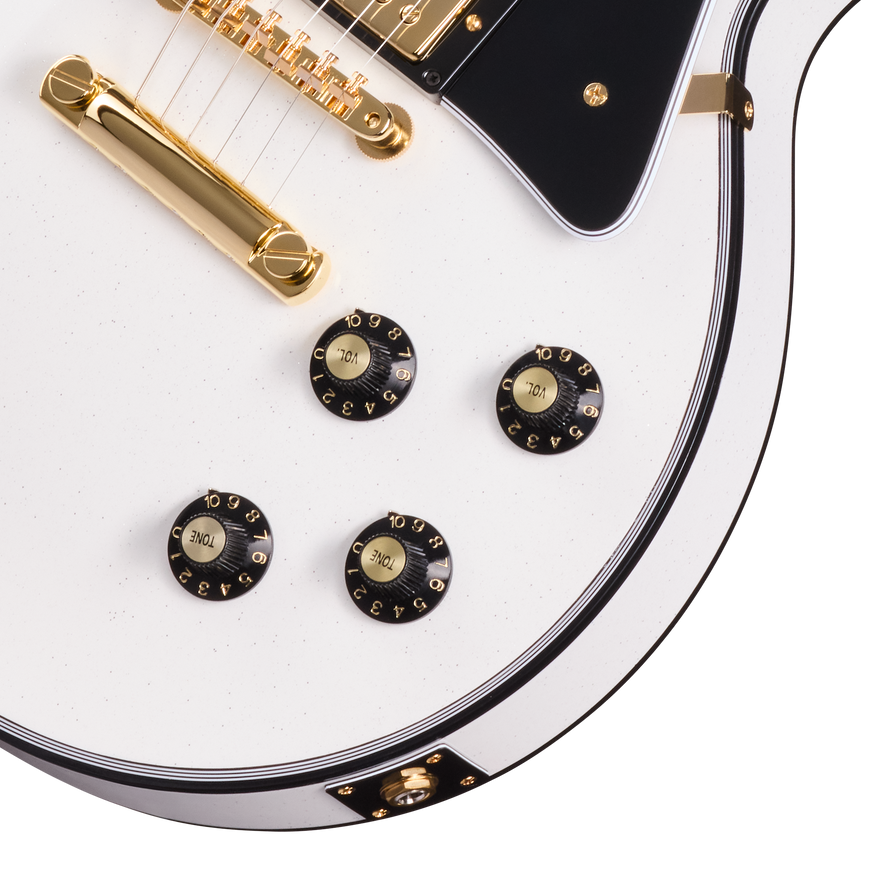 Gibson Custom 1968 Les Paul Custom Reissue, Gloss, White Sparkle Electric Guitar Gibson Custom