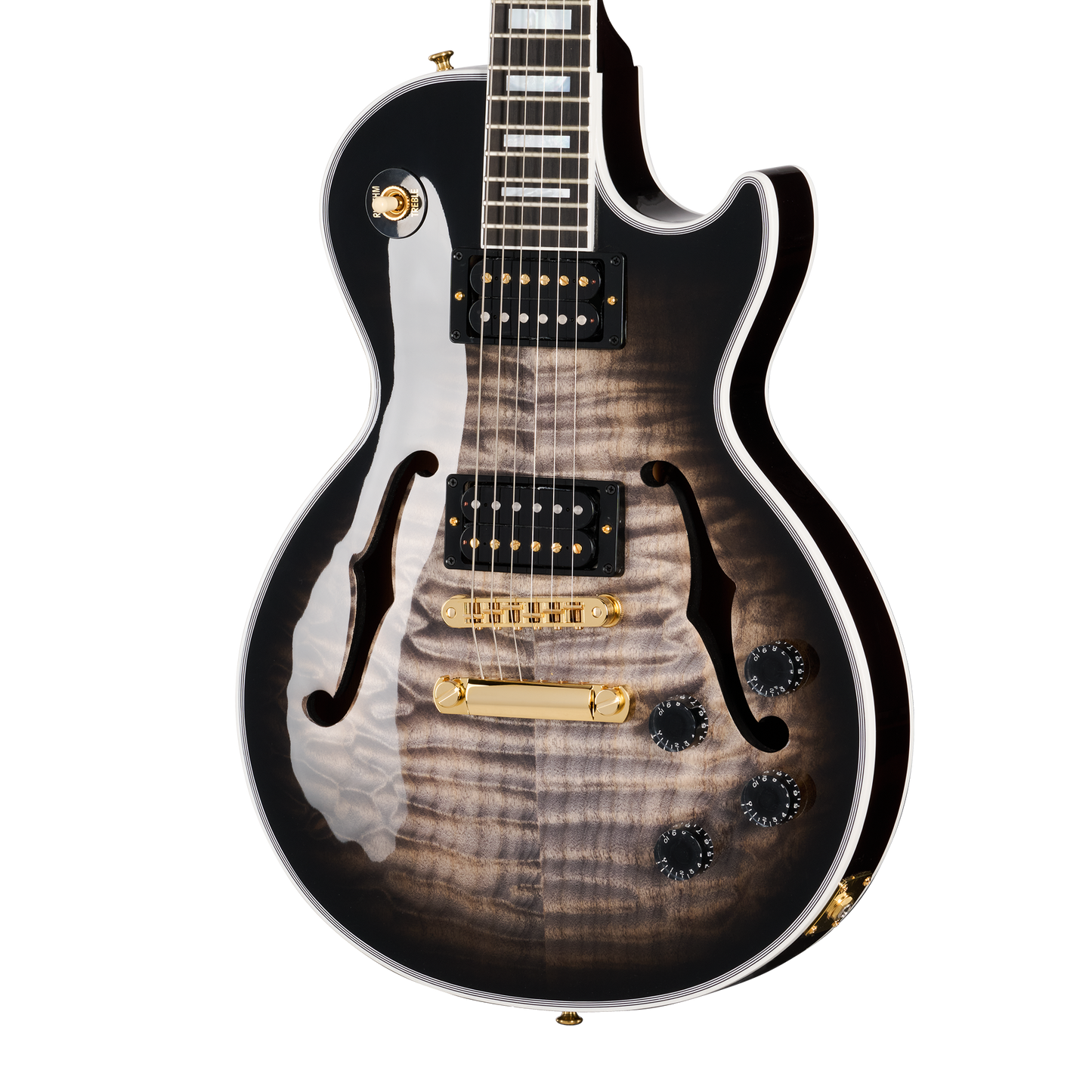 Gibson Custom Les Paul Custom 5A Quilt with F-Holes, Cobra Burst Electric Guitar Gibson Custom