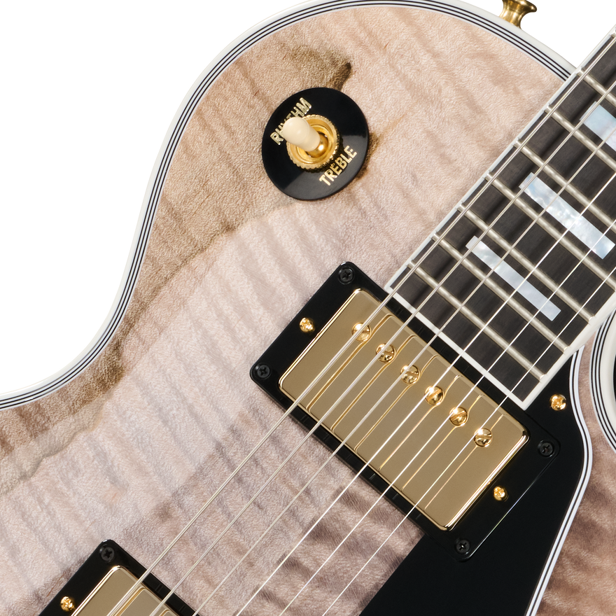 Gibson Custom Les Paul Custom with Figured Maple Heartwood Top, Gloss, Light Charcoal Electric Guitar Gibson Custom