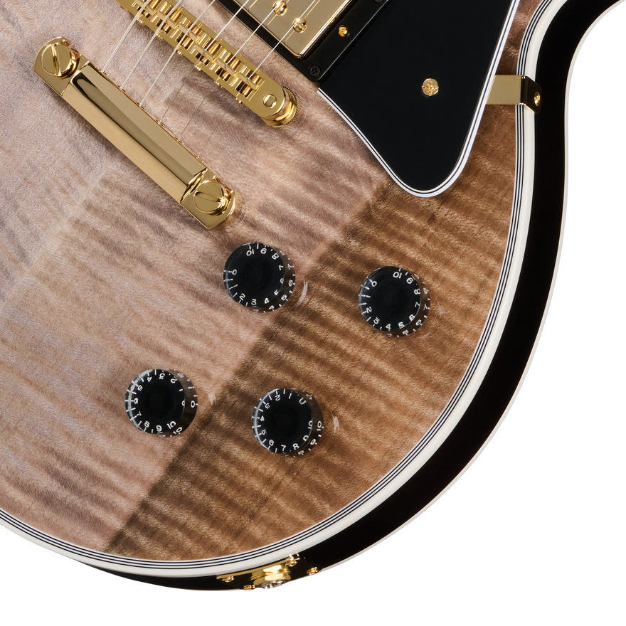 Gibson Custom Les Paul Custom with Figured Maple Heartwood Top, Gloss, Light Charcoal Electric Guitar Gibson Custom