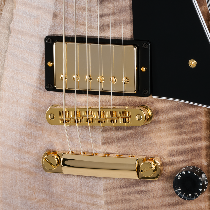 Gibson Custom Les Paul Custom with Figured Maple Heartwood Top, Gloss, Light Charcoal Electric Guitar Gibson Custom